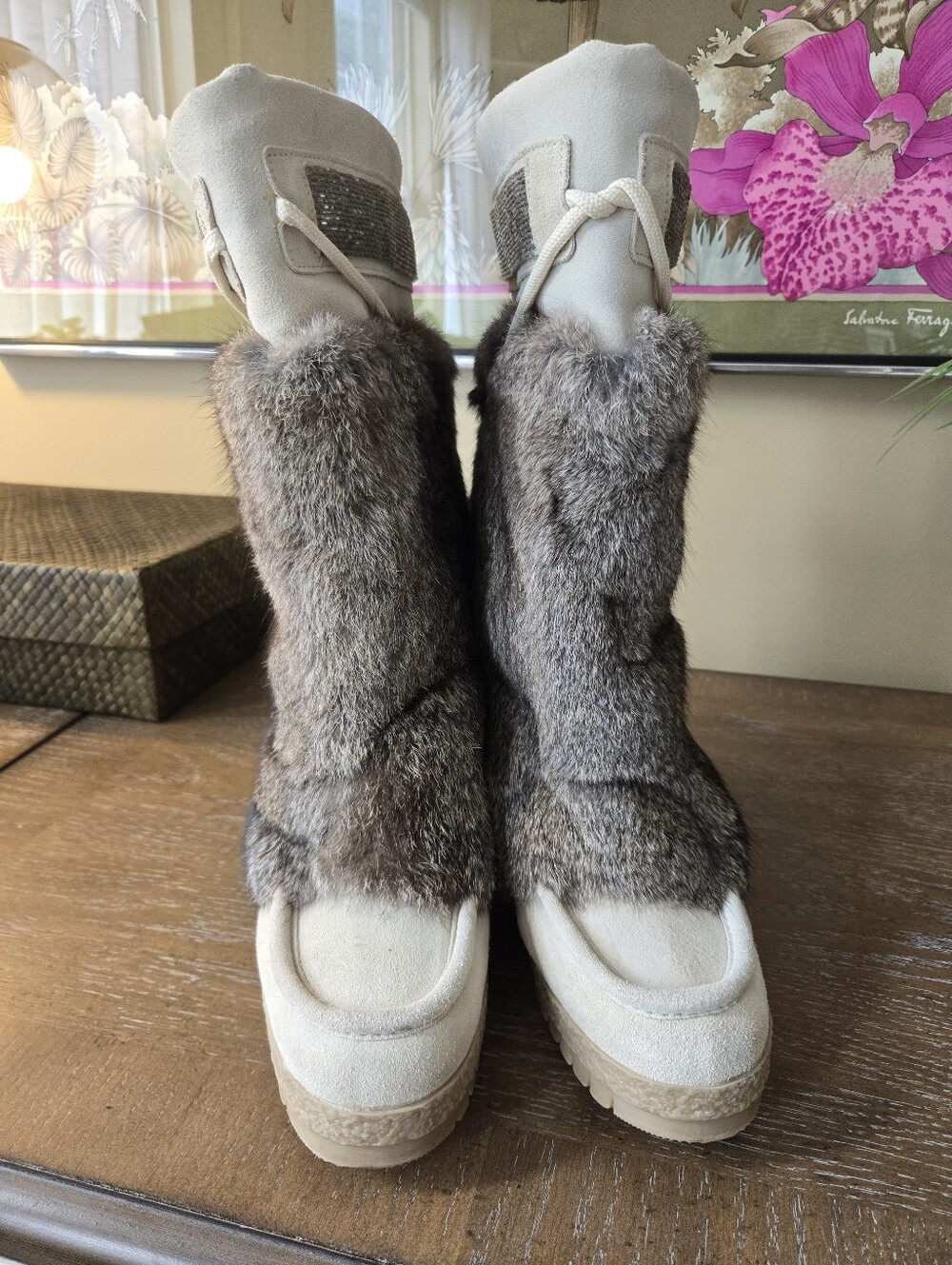 Coach Maryann G05 Fur Suede Après Ski Boots 10B Made in Italy